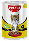 PETEKO 12 ADET JÖLELİ PARÇA ETLİ YETİŞKİN KEDİ YAŞ MAMASI TAVUKLU