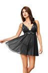 5426 Şifon Gecelik Siyah