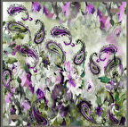 La Boutique Tivil İpek Eşarp 2124 - 03 Mor - Yeşil Karışık Desen