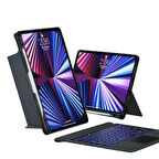 Apple iPad Air 10.9 2022 (5.Nesil) Uyumlu Fuchsia Mag Touch Bluetooth Klavyeli Standlı Mıknatıslı Tablet Kılıfı