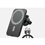 Ozmik 15W Hızlı Şarjlı Manyetik Kablosuz Cep Telefonu Tutucu, Araç Şarj Cihazı