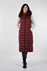 DESEN KAPÜŞONLU KAPİTONE BORDO Kadın YELEK 21221475