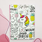 Sert Kapaklı A5 Not Defteri , Tarihsiz Ajanda - Unicorn Queen