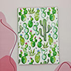 Sert Kapaklı A5 Not Defteri , Tarihsiz Ajanda - Kaktüs Desenli