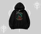 Midnight Petals Kedi Baskılı Kapşonlu Sweatshirt