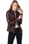DERİCLUB YB2146 Büyük Beden Gerçek Deri Kadın Mont
