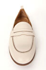 DERİCLUB BR 04037 Gerçek Deri Kadın Loafer BEJ