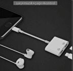QASUL iPhone Lightning 2in1 Şarj Kulaklık Dönüştürücü Jack Adaptör Şarj Çoğaltıcı Splitter