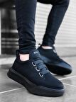 BA0160 Bantlı Erkek Yüksek Taban Siyah Spor Ayakkabı