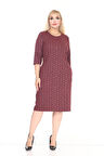 Çift Cepli Desenli Esnek Kışlık Büyük Beden Midi Elbise 45C-2713