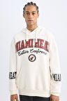 DeFactoFit NBA Miami Heat Oversize Geniş Kalıp Kapüşonlu Baskılı Kalın Sweatshirt D0672AX24AUER105