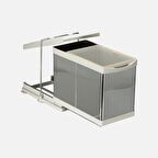 Raylı Paslanmaz Açık Gri Çöp Kutusu 16+1 Lt