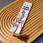 Uretti - Sibel 2453 - 0718 El Yapımı Keman Figürlü Kanaviçe Kitap Ayracı