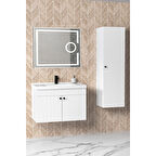 Avien 80 Cm Banyo Dolabı Kiev Led Aynalı - Boy Dolap Dahil