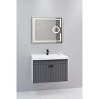 Avien 80 Cm Banyo Dolabı Kiev Led Aynalı - Boy Dolap Hariç