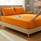 Shules collection Turuncu Çift Kişilik Çarşaf+Yastık Seti %100 Pamuk
