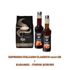 Lavazza Espresso Italiano Classico 1000 gr + Grande Terra Karamel & Fındık Şurubu (2 x 750 ml) Seti