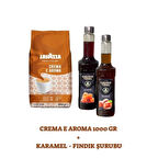 Lavazza Crema e Aroma 1000g + Grande Terra Karamel & Fındık Şurubu Seti (2x750 ml)