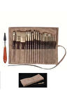 24'lü Artist Fırça Seti (Sentetik Sincap Kıl) + Taşıma Çantası ve Spatula ile
