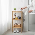 Çok Amaçlı Raf - Organizer 3 Katlı Ahşap - Bambu 36X32X80CM