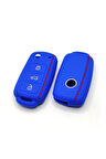 Volkswagen Golf 4 Silikon Anahtar Kılıfı Mavi Kırmızı Çizgili