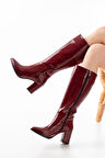 Kadın çizme YSN-4422 Bordo Rugan Topuklu Kadın Çizme 