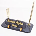 Olimpos Altın Masa İsimliği Kristal Ofis Masa üstü Kabartma İsimlik Hediye Şık Masaüstü Kalemlik