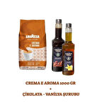 Lavazza Crema e Aroma 1000g + Grande Terra Çikolata & Vanilya Şurubu Seti