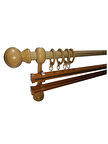 KLASİK AHŞAP RUSTİK PERDE ASKISI ÇİFT RAYLI 28 MM