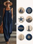 8 li Set-3 Deniz Temalı Rozet Seti Lacivert Bej Sailor Marin Yelken Deniz Yıldızı Pusula Broş Pin