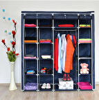 STARCK XTRA ÇİFT YANDAN RAFLI ÇELİK PROFİLLİ BEZ DOLAP - LACİVERT