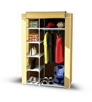 Tek Yandan Raflı Metal Bez Dolap Gardrop Gardırop-Bej