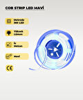 12V COB Şerit Led Mavi Işık  - Metrede 360 Led - 5 Metre