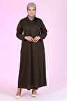 Kadın Büyük Beden Petek Kumaş Jakar Anne Elbisesi