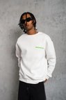 Sırt Baskılı Erkek Günlük Stil Beyaz – Beyaz Ön Ve , Üç İplik İçi Pamuklu Kumaş, Rahat Kalıp, Ribanalı Kışlık Sweat Winagain Polizei Serisi Oversize Sweatshirt