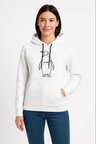 Kadın Salaş Stil Beyaz Nihilist Penguen Özel Tasarım Oversize Kapüşonlu Sweatshirt