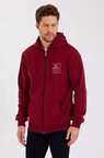 Unisex Sokak Stili Bordo Tam Fermuarlı Kapüşonlu Özel Tasarım Sweatshirt