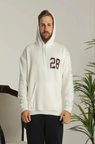 Baskılı Erkek Salaş Stil Siyah Beyaz Oversize Üç İplik –Sırt Ve Ön , Kanguru Cepli, Rahat Kalıp Maskot Desenli Model Kapüşonlu Sweatshirt