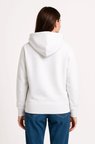 Kadın Sokak Stili Beyaz Üç İplik Kapüşonlu Kanguru Çepli Hoodie Sweatshirt