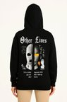 Arka Baskılı Kadın Sokak Stili Üç İplik Kapüşonlu ön Ve Hoodie- Siyah Sweatshirt