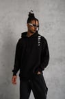 Kadın Günlük Stil Siyah High-End Streetwear Uzun Kol Kapüşonlu Sweatshirt