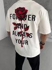 Baskılı Unisex Günlük Stil Beyaz Nature Temalı Oversize Tişört