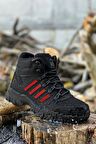 Big King Siyah Kırmızı Çizgili Kauçuk Unisex Trekking Bot