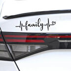 Family Aile kalp Nabız Sticker 30CM Siyah Renk