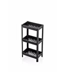 3 Katlı Siyah Raf Ünitesi Pratik Çok Amaçlı Düzenleyici Banyo Rafı