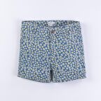 Kız Çocuk Papatya Baskılı Mavi Kot Şort