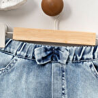 KIZ ÇOCUK  ASKILI FİSTO BLUZ - FIRFIRLI KOT ŞORT