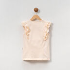 Kız Çocuk Pamuklu Çiçek Detaylı Tişört Kot Etek 2li Alt Üst Takım