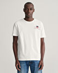 GANT Erkek Beyaz Regular Fit Bisiklet Yaka Logolu T-shirt