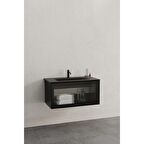 Lilium 80 Cm Siyah Lavabolu Alt Modül